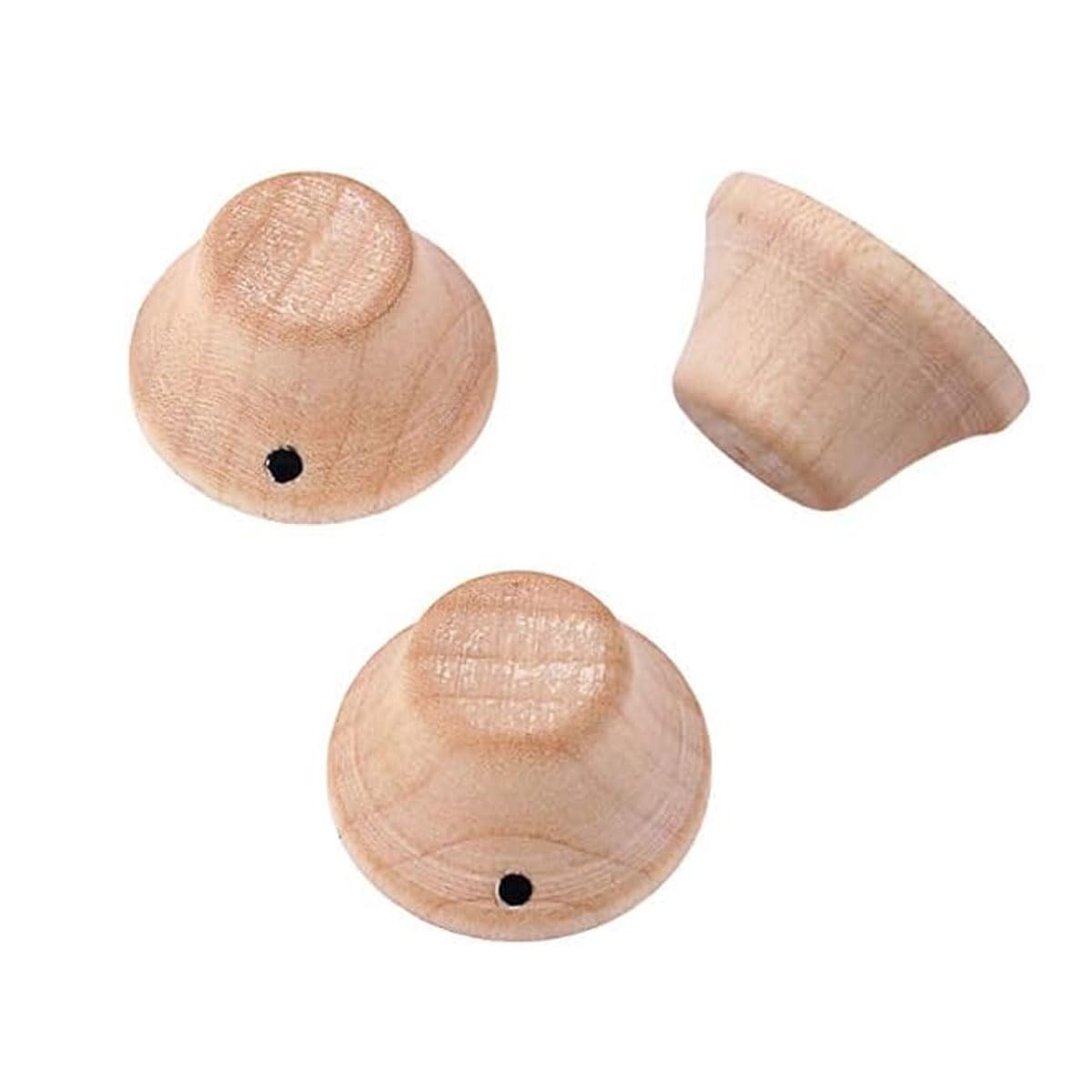 Alnicov 3-Pack Wood Knobs Lp/Strat Style Bell Knobs Guitar Bass Top Hat Wood Knobs With Indicator Dot Maple Wood
