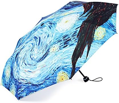 Van Gogh Starry Night Painting Sun Rain Folding Anti-UV Umbrellas