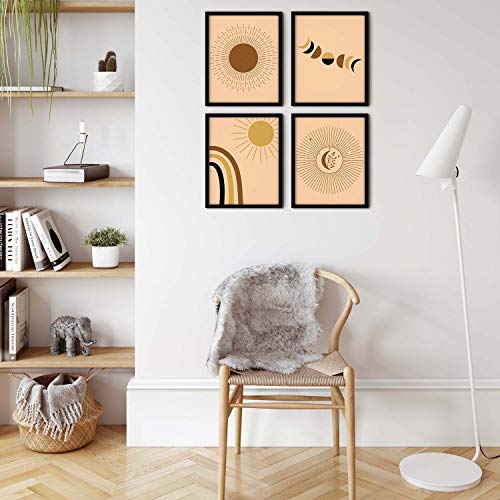 Boho Wall Art Print Set of 4 Mid Century Modern Wall Art Prints 8x10 In