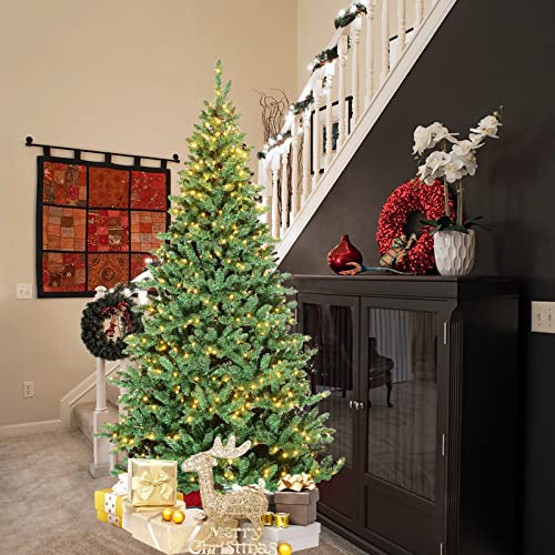 Edergoo Prelit Christmas Tree 7.5 ft, Artificial Christmas Tree with