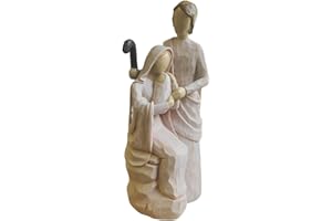 NPTCL 8.3 Inch Jesus Nativity Set Indoor Holy Family Nativity Scene, Handcrafted White Resin Statue of Virgin Mary Holding Baby Jesus with Joseph, Religious Home Decor Christian Gifts