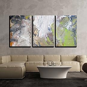 3 Piece Canvas Wall Art - Abstract Multicolor Layer Artwork, Opaque and Transparent Oil Paint Textures on Canvas - Modern Home Art Stretched and Framed Ready to Hang - 16"x24"x3 Panels