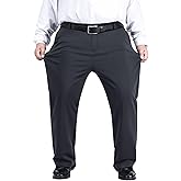 Djeanxa Men's Big and Tall Dress Pants Fleece Lined Stretch Suit Pants Relaxed Fit Golf Work Business Trouser XL-8XL