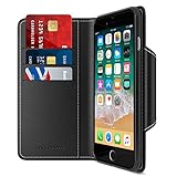 Maxboost iPhone 8 Plus Wallet Case [Folio Style] [Stand Feature] mWallet Apple iPhone 8 Plus (2017)/iPhone 7 Plus [Black] Protective Credit Card Leather Cover [Card Slot+Side Pocket] Magnetic Closure