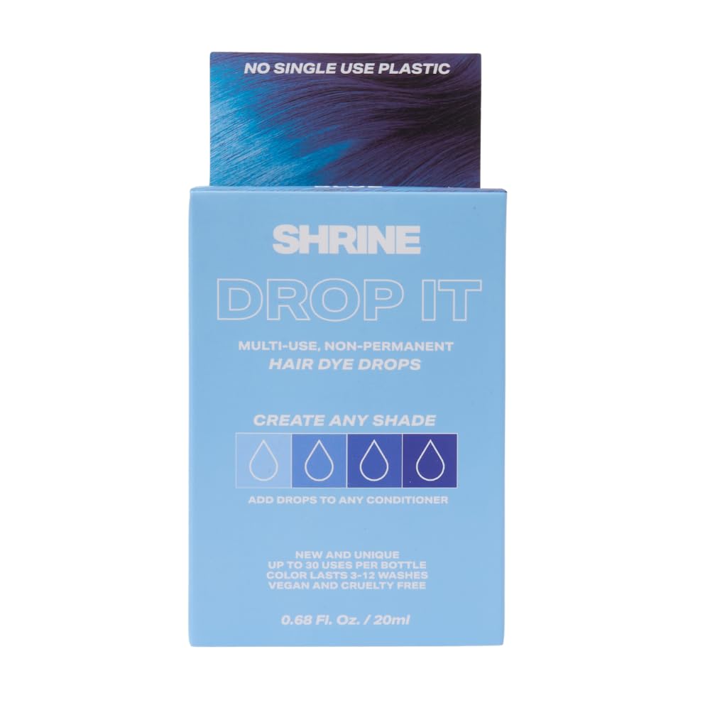 Shrine Drop It BLUE Hair Dye Drops | Semi-Permanent Vegan Customisable Hair Colour | Mix with Conditioner | Vegan & Cruelty-Free | Temporary Hair Dye
