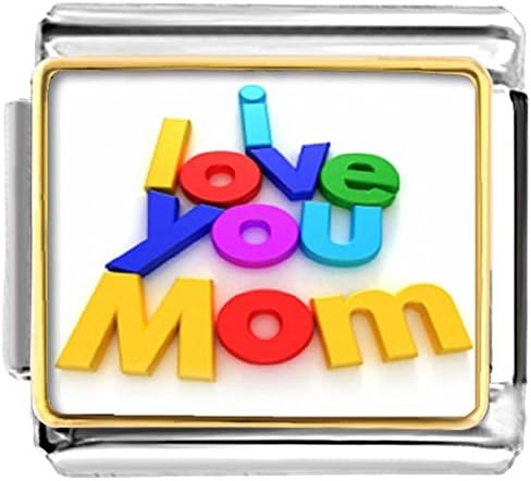 LuckyJewelry Mother's Gift I Love You Mom Nomination Etched Italian Charm Sale Cheap fit Link Bracelet