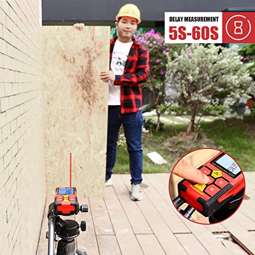 Laser Measure 196ft POPOMAN, Lithium battery with USB charging, 99 Sets Data Storage, M/In/Ft with Electronic Angle Sensor, 2.25' LCD Backlit, Mute Function, Measure Distance, Area and Volume- MTM120B