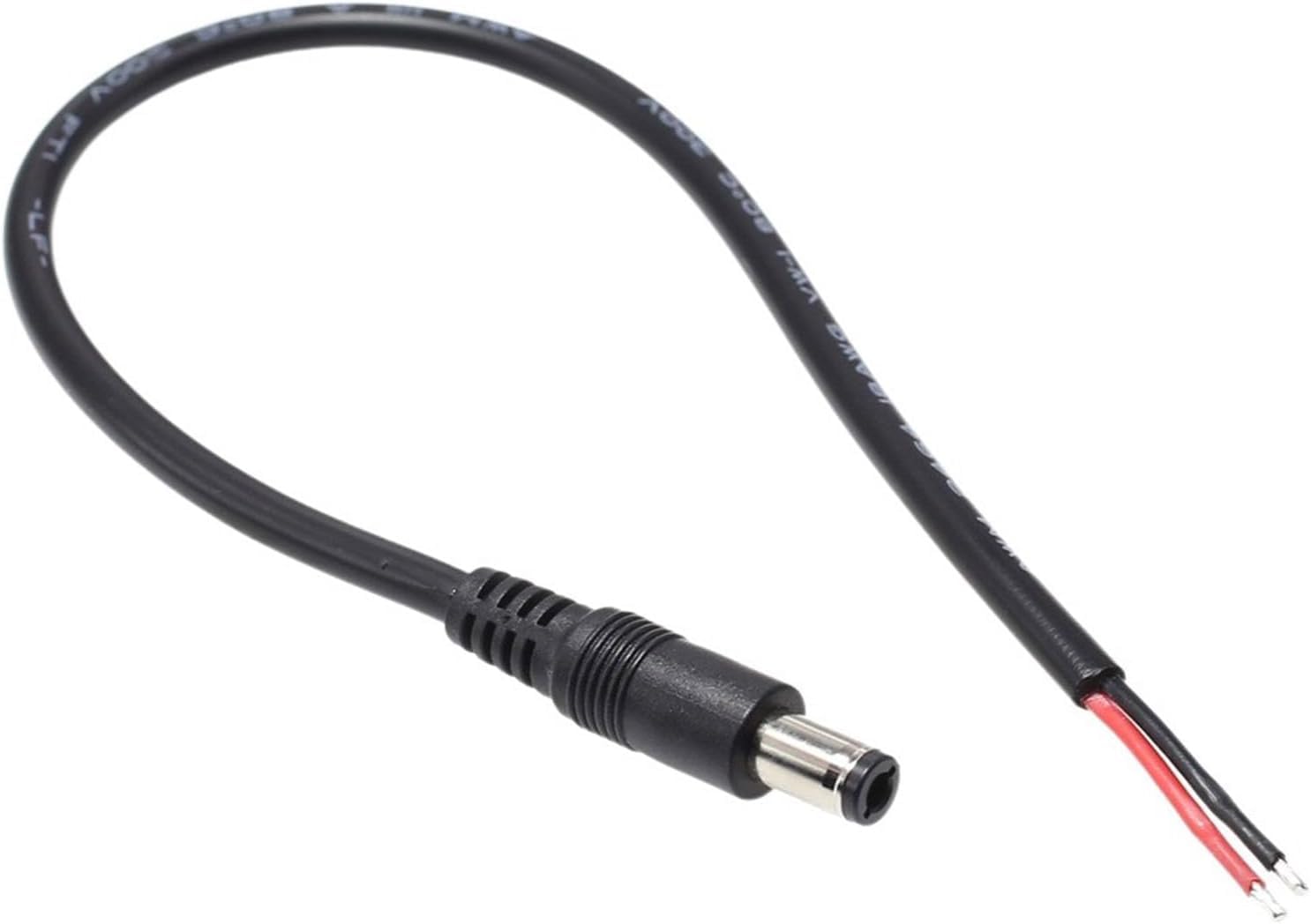 Photo 1 of 1 Pc Black 6.3mmx3.0mm Male Plug to Bare Wire Open End 6.3mm Plug Connector Replacement for Computer 2 Pin Power Cables