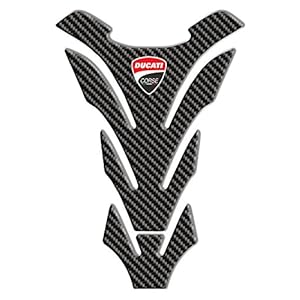 Tankpad Motorad Draht Muster Tankschutz DUCATI CORSE CARBON GREY van gehard 3D-effect 3D