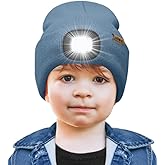 ATNKE Kids LED Lighted Beanie Cap,USB Rechargeable 4 LED Running Headlamp Bright Hat with Light Gifts for Boys and Girls