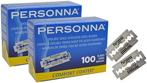 Personna Double Edge Stainless Steel Blades 100 Pcs Comfort Coated Safety Barber Shaving Razor Made in USA (Pack of 2)
