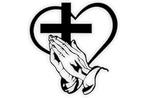 Elegant Metal Cross Wall Art, Christian Heart and Cross Sculpture with Praying Hands, Iron Wall Decor for Living Room Office 