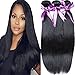 ANGIE QUEEN Brazilian Virgin Hair Human Hair Bundles Weaves 100% Unprocessed Human Hair Extention Nature Color (28 28 28 inch, Straight Hair Bundles)