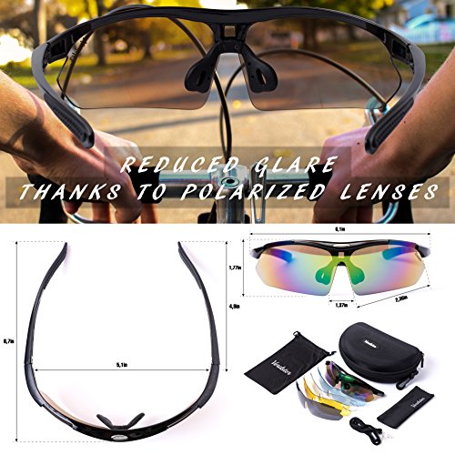 Verdster TourDePro Polarized Cycling Sport Sunglasses For Men and Women 5 Lenses, Sporty Shades