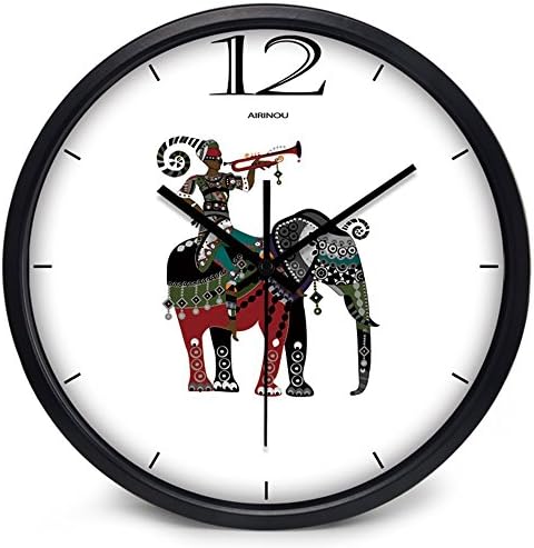 Airinou Southeast Asian Elephants in Thailand Ethnic Characteristics Large Kids Clock(14inch, Black)