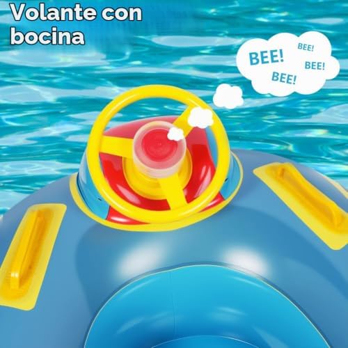 Flotador Bebe,Flotador de Piscina para bebé Inflable con Volante,Anillo de Natación para bebé con Asiento,Flotador Bebé para Niños Pequeños para 1-6 Años