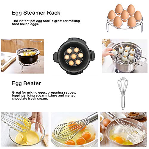 Instant Pot Accessories,Pressure Cooker Accessories Set for Instant Pot 5,6 Qt 8 Quart,with Steamer Basket/Non-stick Springform Pan/Egg Rack/Silicone Egg Bites Mold/Silicone Oven Mitts,8pcs - Thumbnail 4
