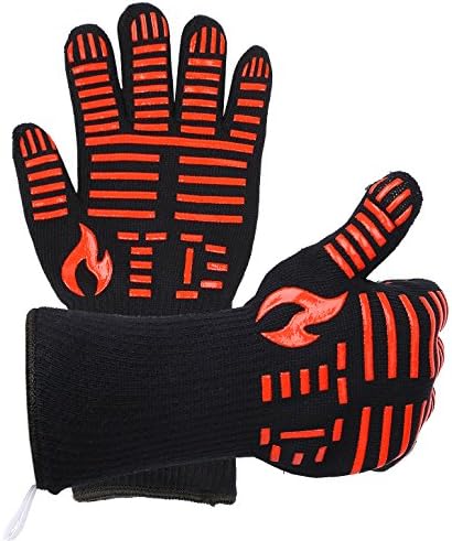 TDYNASTY DESIGN BBQ Grilling Cooking Gloves, 932ºF Extreme Heat Resistant Gloves, Grill Oven Safety Mitts - 1 Pair 14 inch Long Extra Forearm Protection