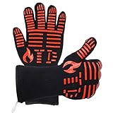 TDYNASTY DESIGN BBQ Grilling Cooking Gloves, 932ºF Extreme Heat Resistant Gloves, Grill Oven Safety Mitts - 1 Pair 14 inch Long Extra Forearm Protection