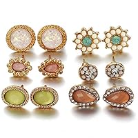 Kofun Earrings, Bohemia Assorted Flower Opals Cz Stone Stud Earrings Set Women Statement Jewelry Pearl