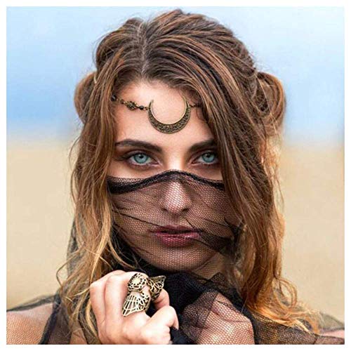 Aimimier Viking Crystal Head Chain Moon Head Chain Halloween Circlet