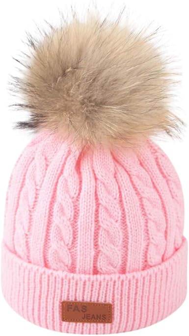 newborn pink pom pom hat