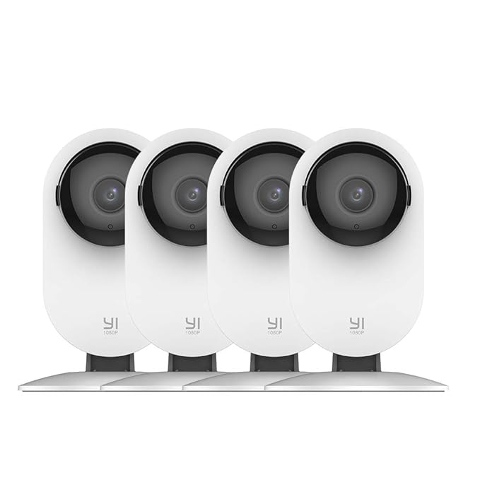 YI 4pc Home Camera, 1080p Wi-Fi IP Security Surveillance Smart System with 24/7 Emergency Response, Night Vision, Baby Monitor on iOS, Android App - Cloud Service Available best home security IP camera