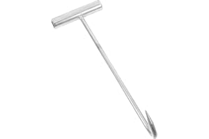 CLISPEED Manhole Cover Hook: Stainless Steel Drain Grate Lifter Hook T Style Handle Utility Manhole Spring Puller Lifting Hoo