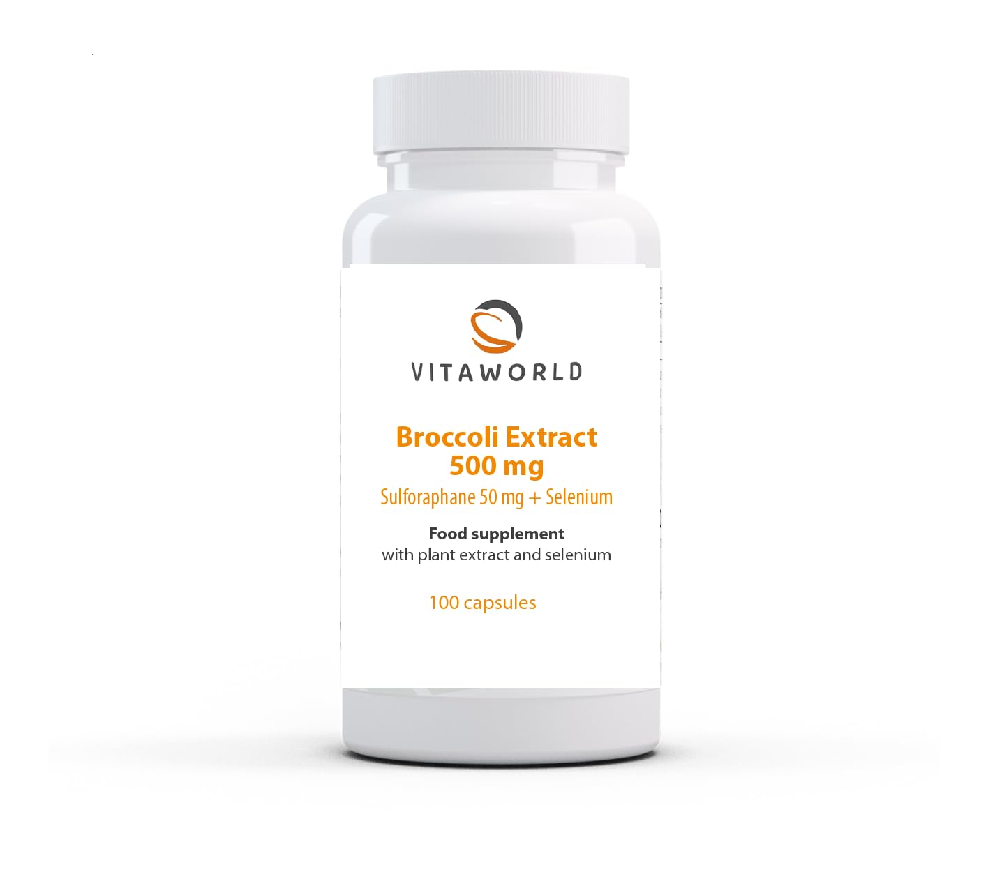 Vita world Broccoli Extract 500 mg l 100 Capsules l derived from Broccoli Sprouts l 50 mg sulforaphane per Capsule l with 55 µg Selenium per Capsule l Vegan and Free of additives l Made in Germany