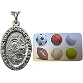 Westmon Works St Sebastian Medal All Sports Saint Set with Pewter Medallion Pendant and Prayer Card in a Velour Carry Bag