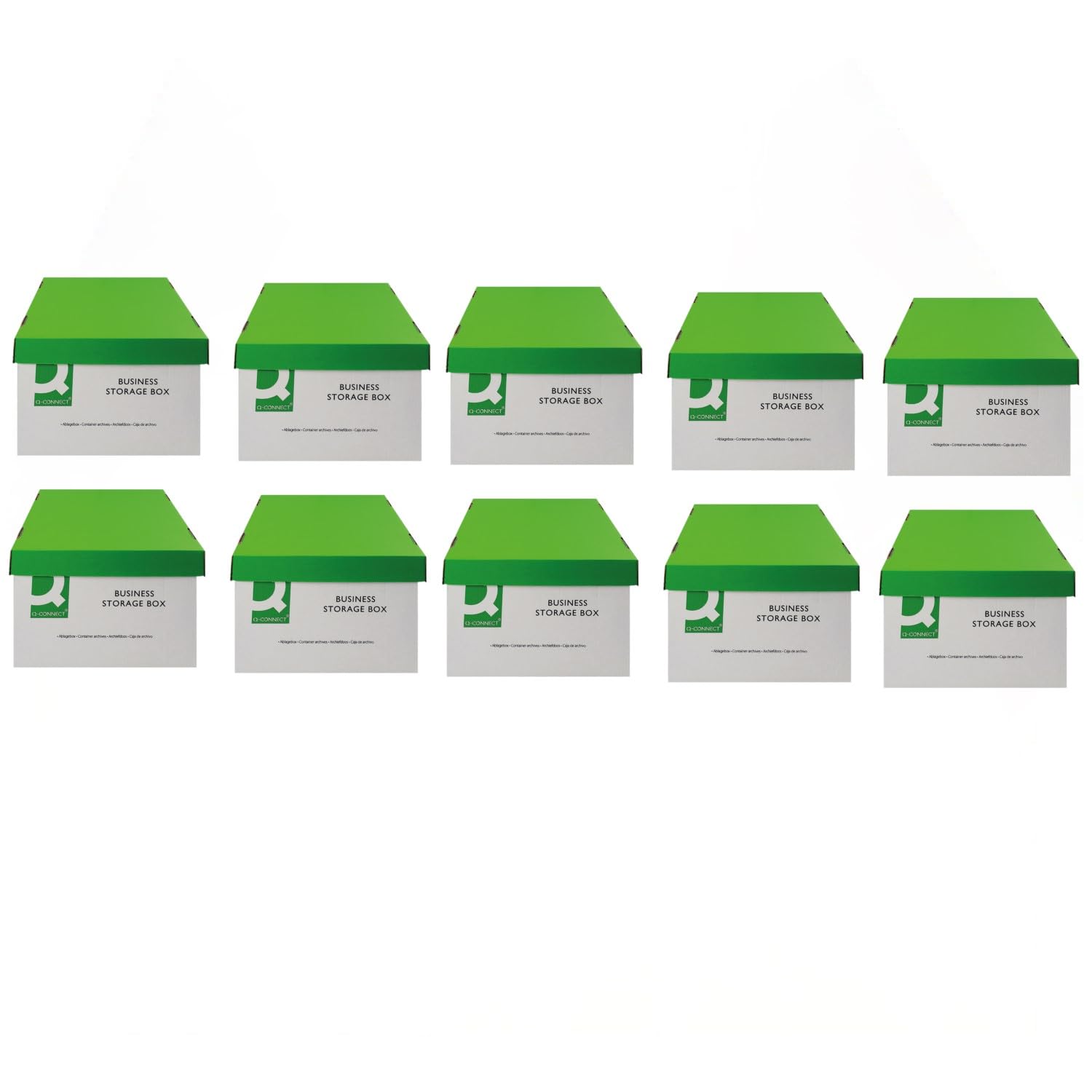 Q-Connect Business Storage Box 335x400x250mm Green and White (Pack of 10)