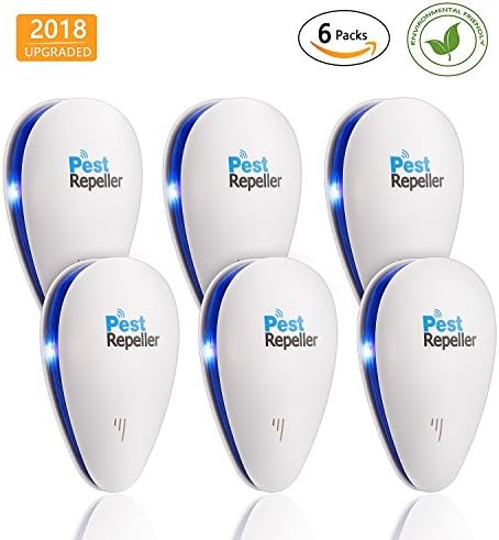 HGIYI [2018 UPGRADED] Ultrasonic Pest Control Repeller - Electronic Mice Repellent Plug In for Insect - Mice, Mouse, Bed Bugs, Spiders, Mosquitoes, Roaches, Ants,Human &amp; Pet Friendly(6 Packs) (White)