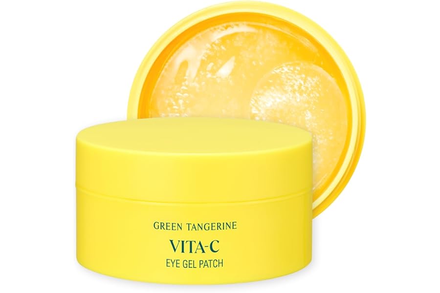 GOODAL Green Tangerine Vitamin C Eye Patches 60 Sheets – Hydrating Gel Under Eye Masks for Tired Puffy Eyes, Korean Skincare, Glass Skin Look, Daily Self Care Essentials