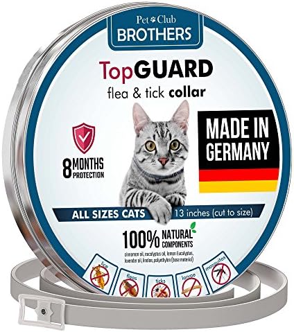 Flea Collar For Cats - Made in Germany - Tick Collar - All Natural Flea &amp; Tick Collar - All Sizes Cats - 13 inches - 8 Months Protection - Safe &amp; Hypoallergenic - Waterpoof Cat Anti Flea Collar