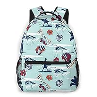 HUNANing Fashion Leisure Backpack for Girls and Boys, College Student School Laptop Daypack Teen Lightweight Casual Bookbags, High Capacity Travel Bag - Aloha Hawaii Palm Trees surf Hawaii Pattern