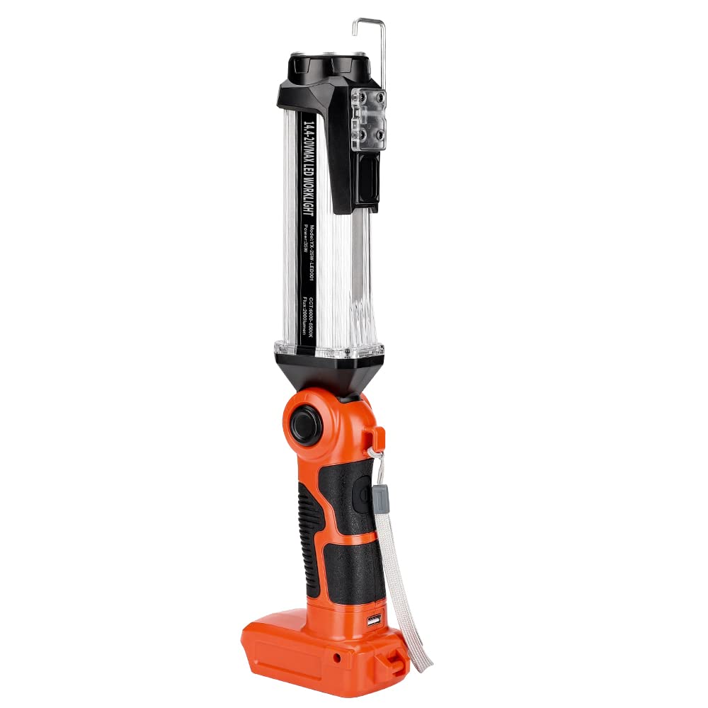 Taingwei 2000LM Super Bright LED Work Light – Works With Black & Decker 20V Batteries | Perfect For Camping, Car Repairs, Emergencies & Job Sites