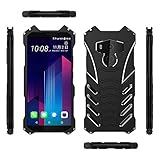 For HTC U11 Plus case,Janacy Luxury Cool Design Bat Style Premium Aluminum Metal Bumper Frame Shockproof Kickstand Case Cover Super Protective Shell For HTC U11+ Plus