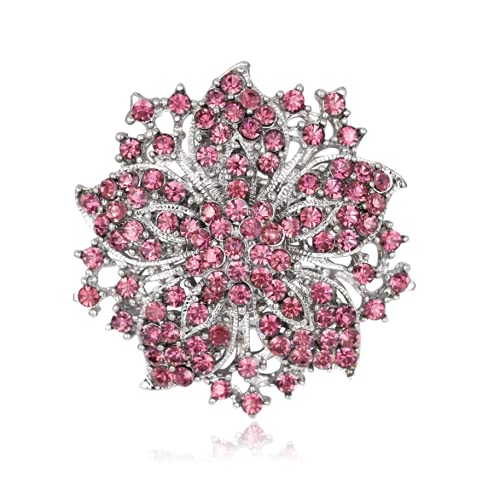 Women's Brooch Flower Brooch Alloy Rhinestone Brooch for Women Exquisite Shiny Brooch Purple