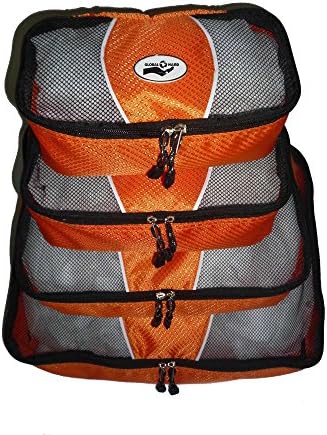 Global Hand Packing Cube Organizer Systems Set for Travel, Home, Kitchen, Office, Arts and Crafts, Small/Medium/Large/X-Large, Orange, 4 Piece/Set
