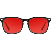 TIJN Sleep Glasses with Blue Green Light Blocking, Red Light Lens for Computer Gaming, Screen Fatigue &amp; UV Protection