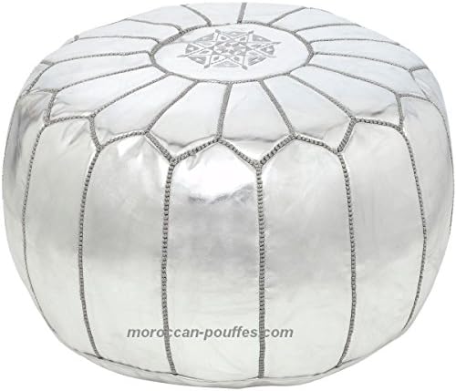 Premium Moroccan Handmade Silver Pouf,Ottoman Footstool,Home Gifts, Wedding Gifts, Foot Stool, unstuffed
