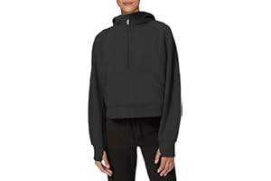 LASLULU Womens Hoodies Fleece Lined Collar Pullover 1/2 Zipper Sweatshirts Long Sleeve Crop Tops Sweater Thumb Hole