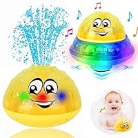 ZHENDUO Bath Toys, 2 in 1 Induction Spray Water Toy & Space UFO Car Toys with LED Light Musical Fountain Toy Automatic Induction Sprinkler Bath Toy Bathtub Toys for Toddlers