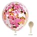 UTOPP 20 Pack Tropical Confetti Balloons Hot Pink and Gold, Flamingo 12 Inch Clear Latex Party Balloon with Confetti Inside for Wedding Bday Bridal Shower Confession Engagement Valentines Decorations