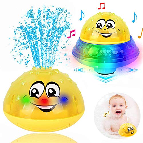 ZHENDUO Bath Toys, in Induction Spray Water Toy Space UFO Car Toys  with LED Light Musical, Automatic Spr