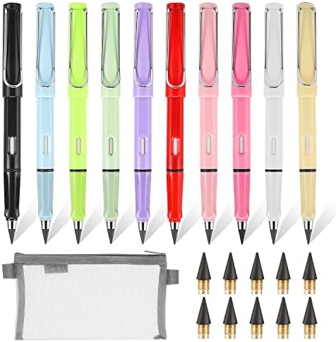 HEEPDD Pencil, Unlimited 10 Pieces Eternal Pencil Poids Léger Réutilisable avec Gomme pour Peinture