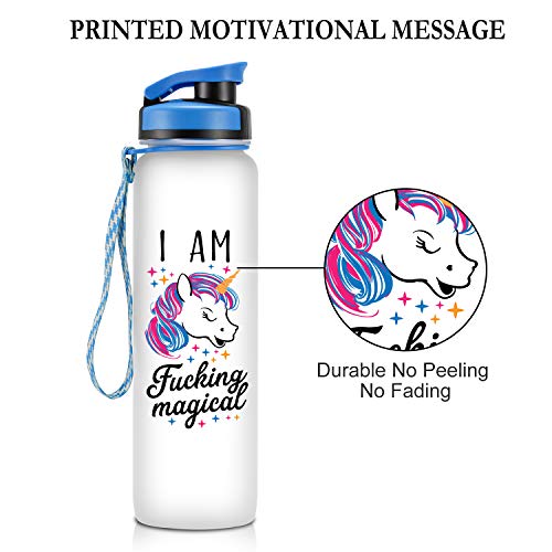 LEADO 32oz Motivational Water Bottle with Hourly Time Tracker - Tritan Plastic BPA Free - Workout Sports Fitness Hours Marked Bottle with Flip Top Lid - Drink More Water Daily - Hydration Tracker