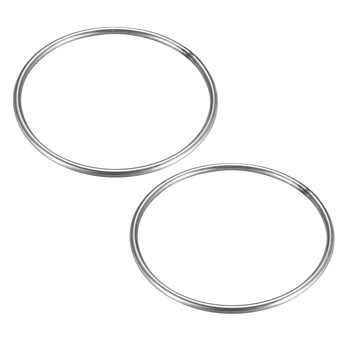 sourcing map 201 Stainless Steel O Ring 100mm(3.39") Outer Diameter 4mm Thickness Strapping Welded Round Rings 2pcs