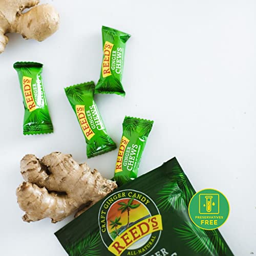 REED’S ALL NATURAL CRYSTALLIZED GINGER NUGGETS IN A 16 OZ RESEALABLE BAG – BABY GINGER ROOT FRUIT SLICES SWEETENED WITH RAW CANE SUGAR CRYSTALS – HIGH ENERGY GINGER CANDIES FOR SNACKING – 12 PACK
