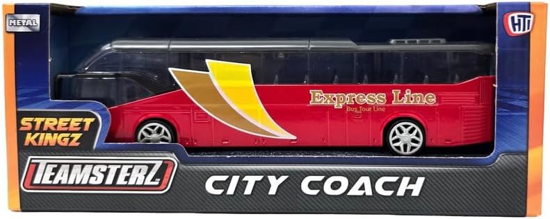 Celino® City Coach Airport Bus DieCast Toy Model Vehicles Kids Children Toys Freewheeling (Red)